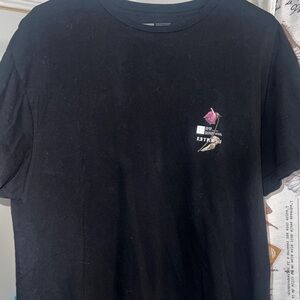 Lira Black T-Shirt with Pink Floral Graphic